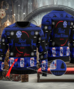Personalized Pabst Blue Ribbon Christmas Ugly Sweater