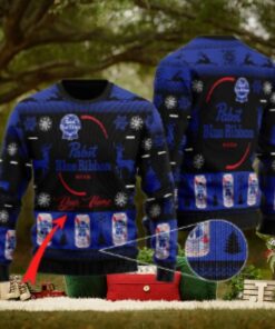 Personalized Pabst Blue Ribbon Christmas Ugly Sweater