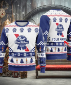 Personalized Pabst Blue Ribbon Classic Ugly Christmas Sweater