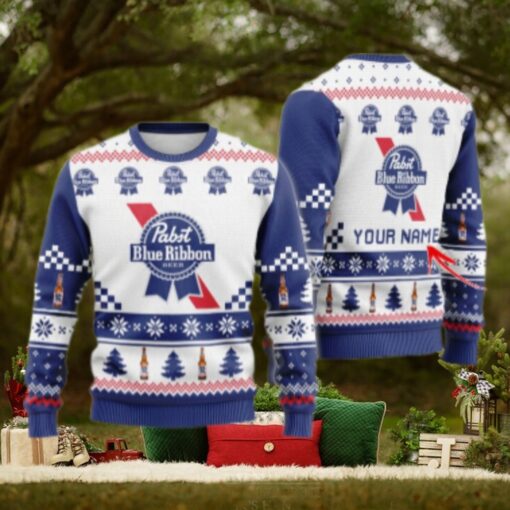 Personalized Pabst Blue Ribbon Classic Ugly Christmas Sweater