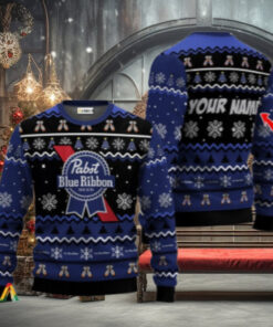 Personalized Pabst Blue Ribbon Holiday Cheer Ugly Sweater