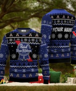 Personalized Pabst Blue Ribbon Holiday Cheer Ugly Sweater