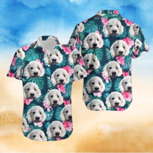 Personalized Photo Hawaiian Shirt Custom Dog Cat Face Holiday Tropical Pattern Shirt