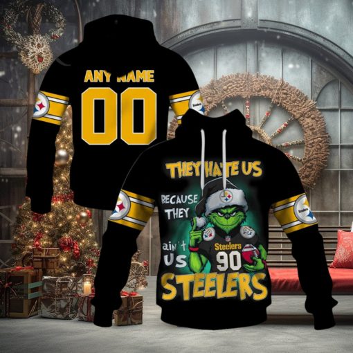 Personalized Pittsburgh Steelers Grinch They Hate Us Because They Ain’t Us Steelers Hoodie