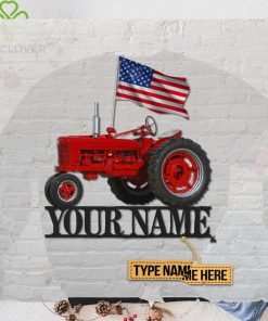 Personalized Red Tractor Shaped Metal Sign