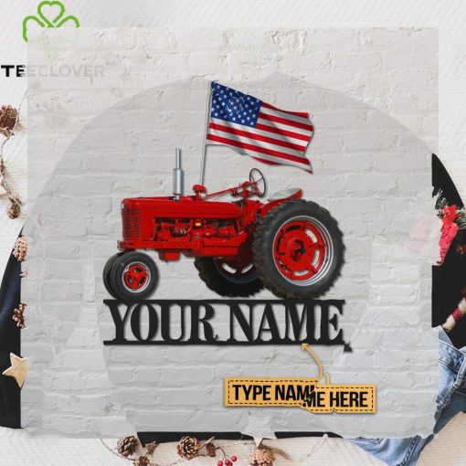 Personalized Red Tractor Shaped Metal Sign