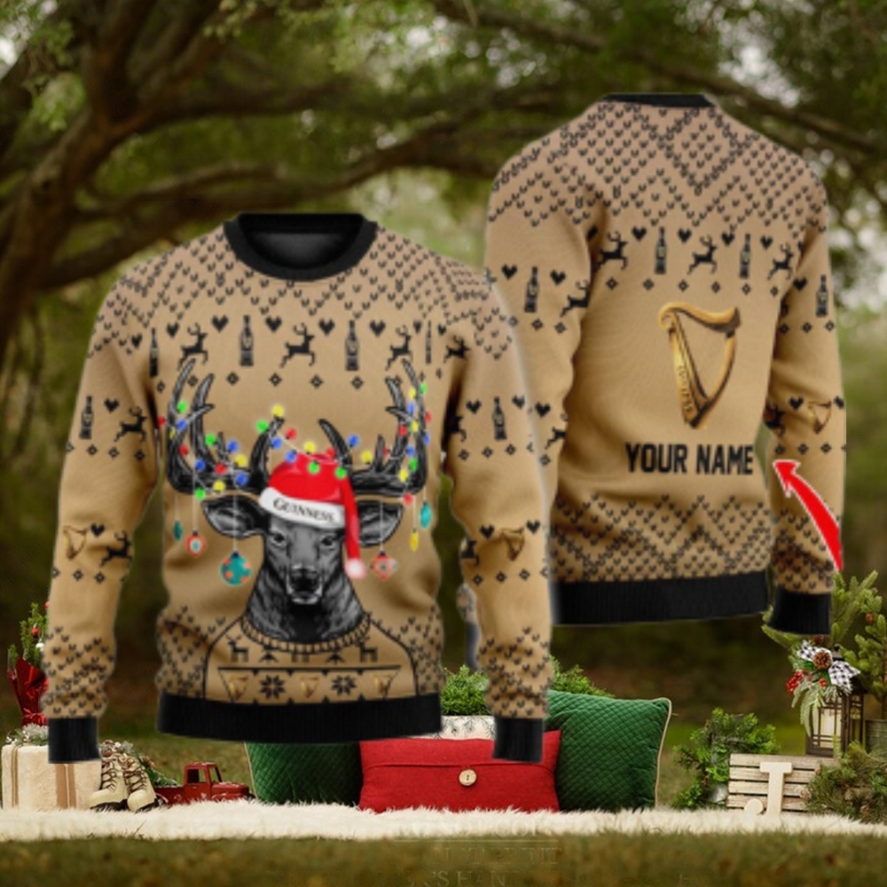 Personalized Reindeer Guinness Christmas Ugly Sweater Personalized Reindeer Guinness Christmas Ugly Sweater