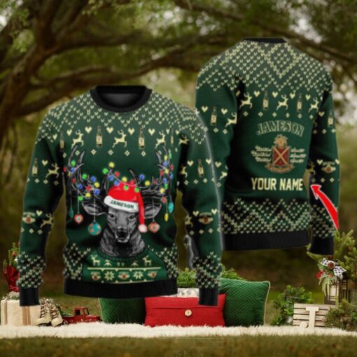 Personalized Reindeer Jameson Whiskey Christmas Ugly Sweater
