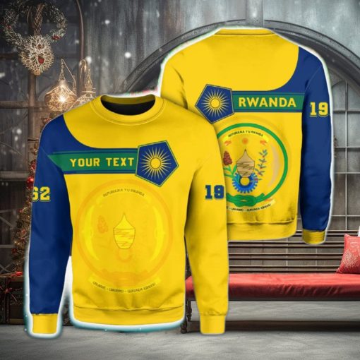 Personalized Rwanda Green Yellow 3D Sweater Community Logo Funny Gift For Men And Women Christmas Holiday