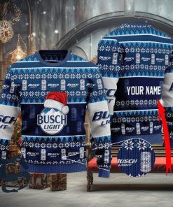 Personalized Santa Hat Busch Light Christmas Sweater, Christmas Gift Apparel, Merry Ugly Christmas Sweater