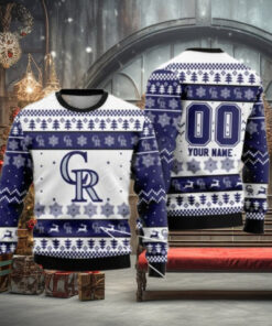Personalized Snowflake MLB Colorado Rockies Ugly Sweater Custom Name