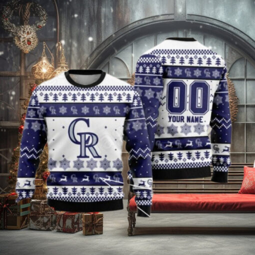 Personalized Snowflake MLB Colorado Rockies Ugly Sweater Custom Name