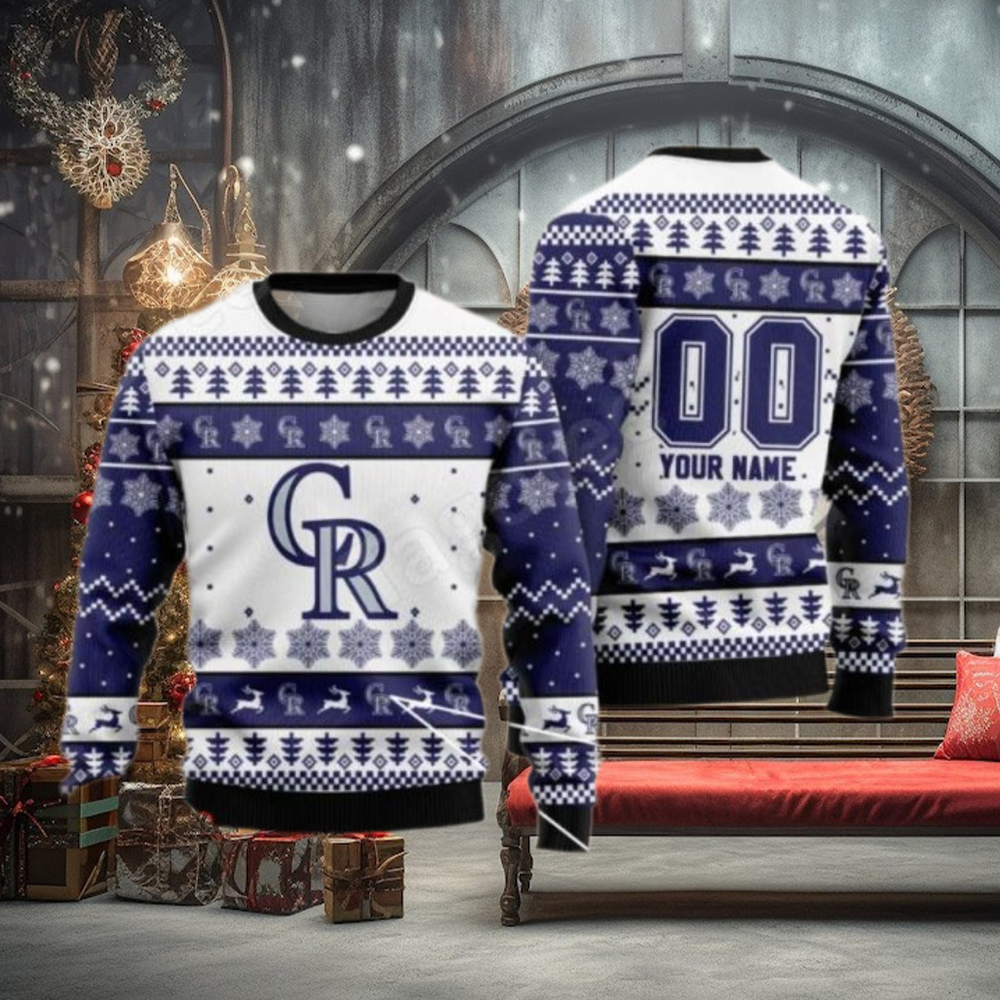 Personalized Snowflake MLB Colorado Rockies Ugly Sweater Custom Name Personalized Snowflake MLB Colorado Rockies Ugly Sweater Custom Name
