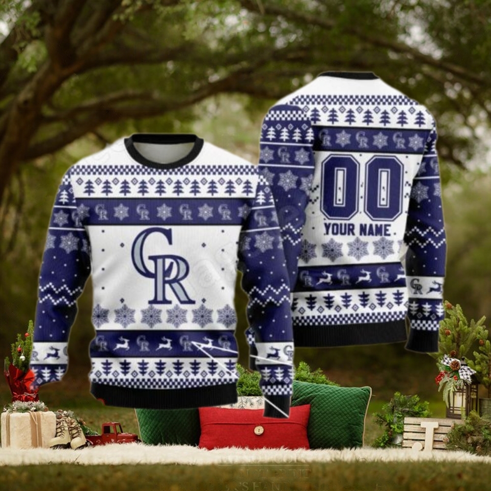 Personalized Snowflake MLB Colorado Rockies Ugly Sweater Custom Name Personalized Snowflake MLB Colorado Rockies Ugly Sweater Custom Name