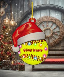 Personalized Softball Layered Wood Christmas Ornament