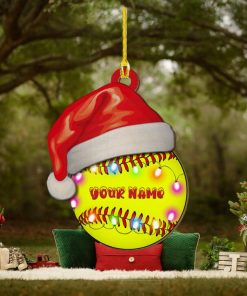 Personalized Softball Layered Wood Christmas Ornament