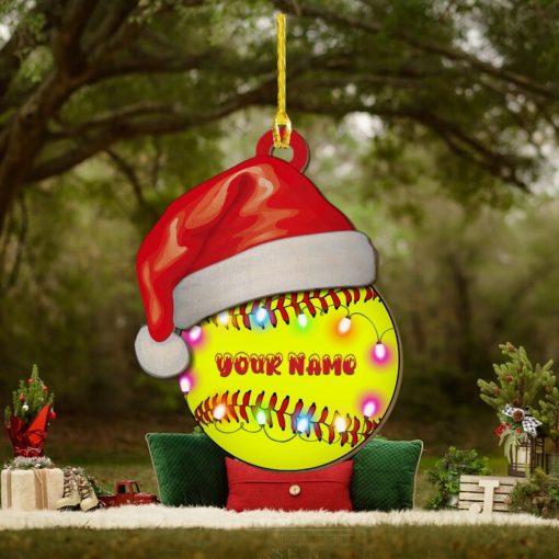 Personalized Softball Layered Wood Christmas Ornament