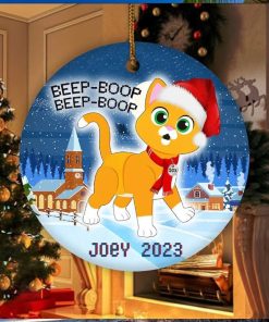 Personalized Sox Cat Christmas Ceramic Ornament