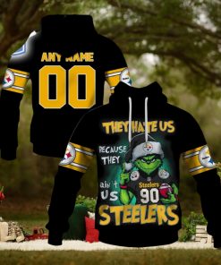 Personalized Steelers Grinch They Hate Us Because They Aint Us Steelers Hoodie