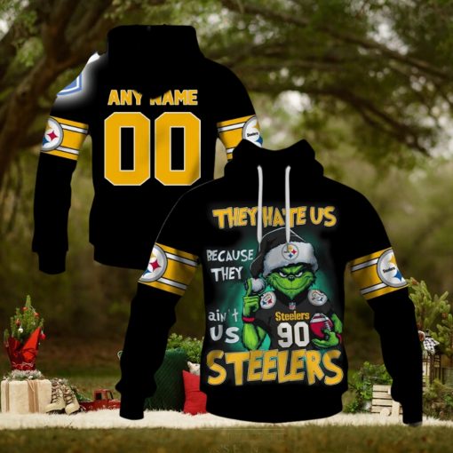 Personalized Steelers Grinch They Hate Us Because They Aint Us Steelers Hoodie