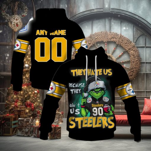 Personalized Steelers Grinch They Hate Us Because They Aint Us Steelers Hoodie