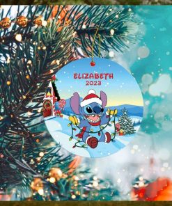 Personalized Stitch Ceramic Ornament, Disney Stitch Christmas Ornament