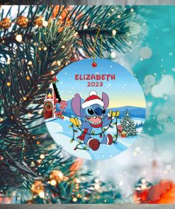 Personalized Stitch Ceramic Ornament, Disney Stitch Christmas Ornament