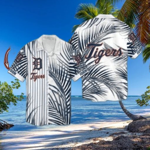 Personalized Striped Palm Detroit Tigers Tropical Hawaiian Shirt