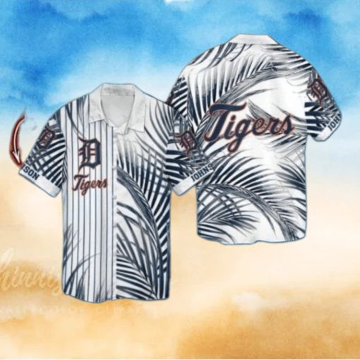 Personalized Striped Palm Detroit Tigers Tropical Hawaiian Shirt