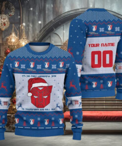 Personalized Transformer Christmas Ugly Sweater, Optimus Prime Xmas Shirt, Autobot Sweatshirt, Bumblebee Shirt, Holiday Gift For Men