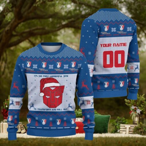 Personalized Transformer Christmas Ugly Sweater, Optimus Prime Xmas Shirt, Autobot Sweatshirt, Bumblebee Shirt, Holiday Gift For Men