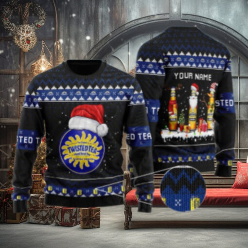 Personalized Twisted Tea Santa Reindeer Snowflake Ugly Sweater