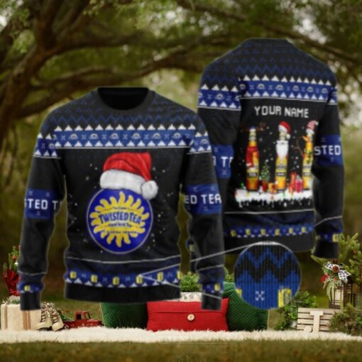 Personalized Twisted Tea Santa Reindeer Snowflake Ugly Sweater