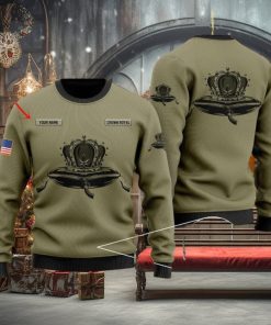 Personalized U.S Flag Crown Royal Ugly Christmas Sweater