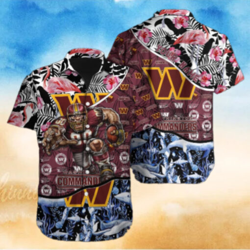 Personalized Washington Commanders Flamingo Ocean Hawaiian Shirt
