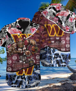 Personalized Washington Commanders Flamingo Ocean Hawaiian Shirt