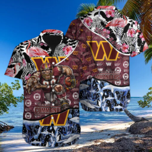 Personalized Washington Commanders Flamingo Ocean Hawaiian Shirt