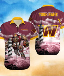 Personalized Washington Commanders Lighthouse Warrior Hawaiian Shirt