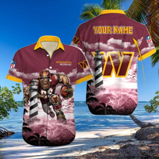 Personalized Washington Commanders Lighthouse Warrior Hawaiian Shirt