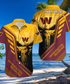 Personalized Washington Commanders Skull Emblem Hawaiian Shirt