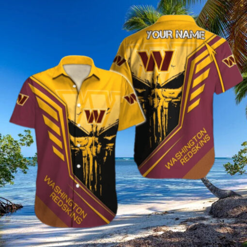 Personalized Washington Commanders Skull Emblem Hawaiian Shirt