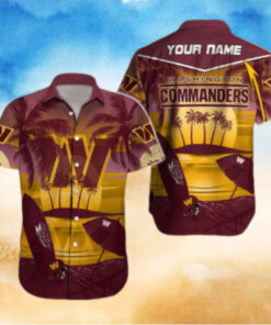 Personalized Washington Commanders Sunset Beach Hawaiian Shirt