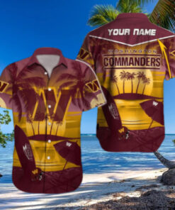 Personalized Washington Commanders Sunset Beach Hawaiian Shirt