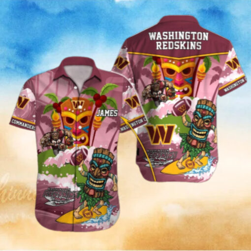 Personalized Washington Commanders Tiki Surf Hawaiian Shirt