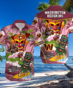 Personalized Washington Commanders Tiki Surf Hawaiian Shirt