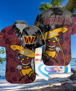 Personalized Washington Commanders Tropical Tiki Hawaiian Shirt