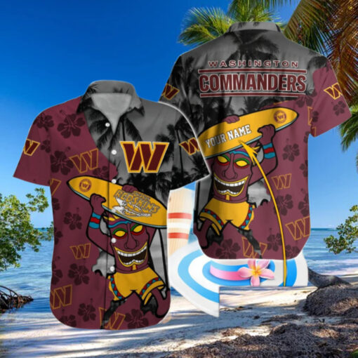 Personalized Washington Commanders Tropical Tiki Hawaiian Shirt