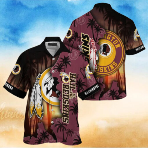 Personalized Washington Redskins Sunset Warrior Hawaiian Shirt