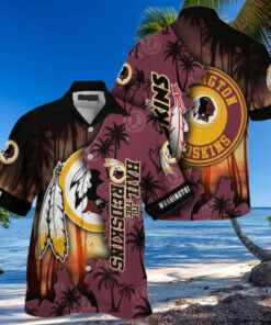 Personalized Washington Redskins Sunset Warrior Hawaiian Shirt