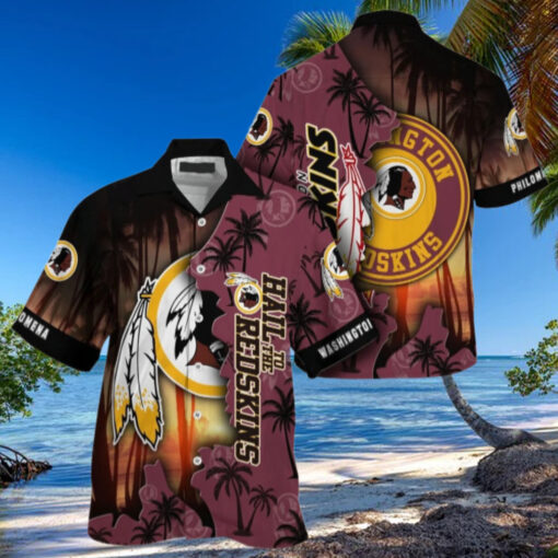 Personalized Washington Redskins Sunset Warrior Hawaiian Shirt